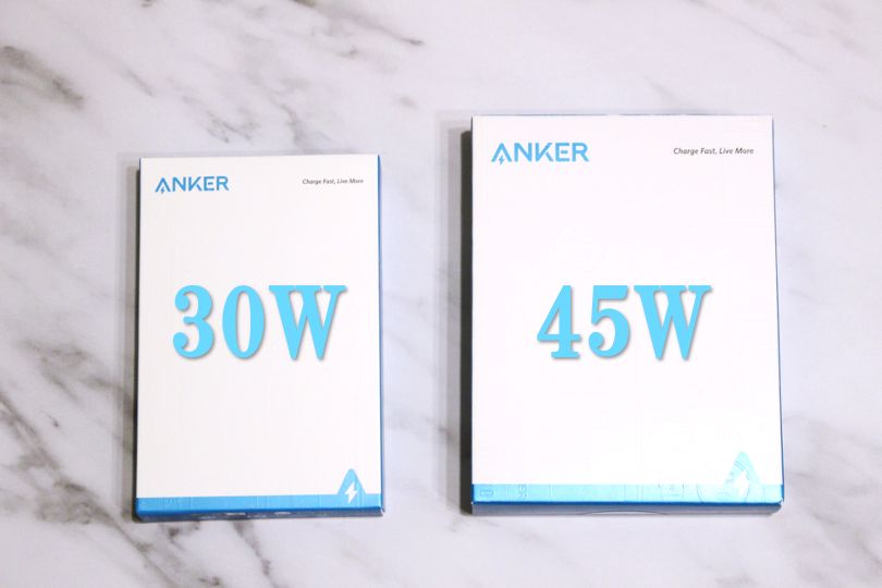 Anker PowerPort Atom Ⅲ 45W Slimと30W外箱の比較