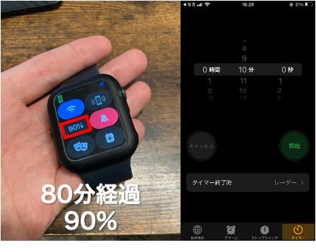【検証】Apple Watch Series 6の満充電時間充電80分経過