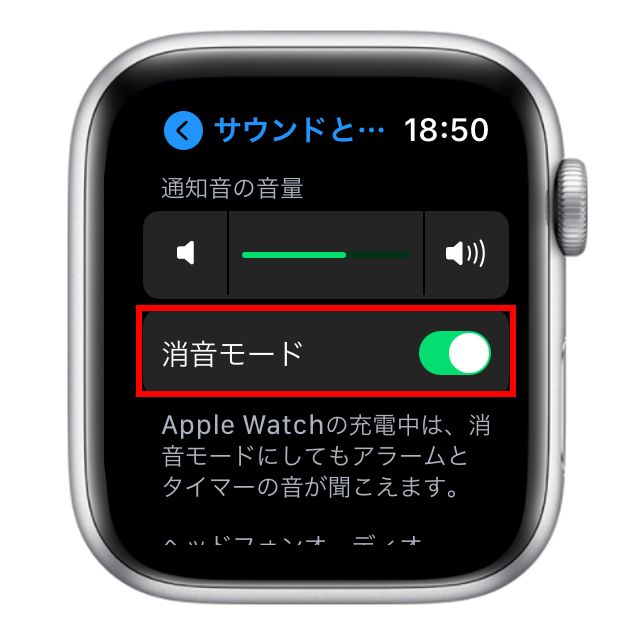 【設定から行う方法】Apple Watchの通知音を消音:マナーモードの設定方法ステップ3