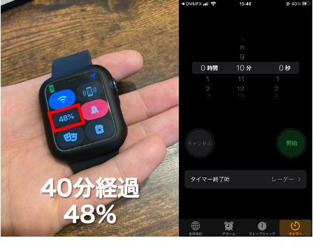 【検証】Apple Watch Series 6の満充電時間充電40分経過